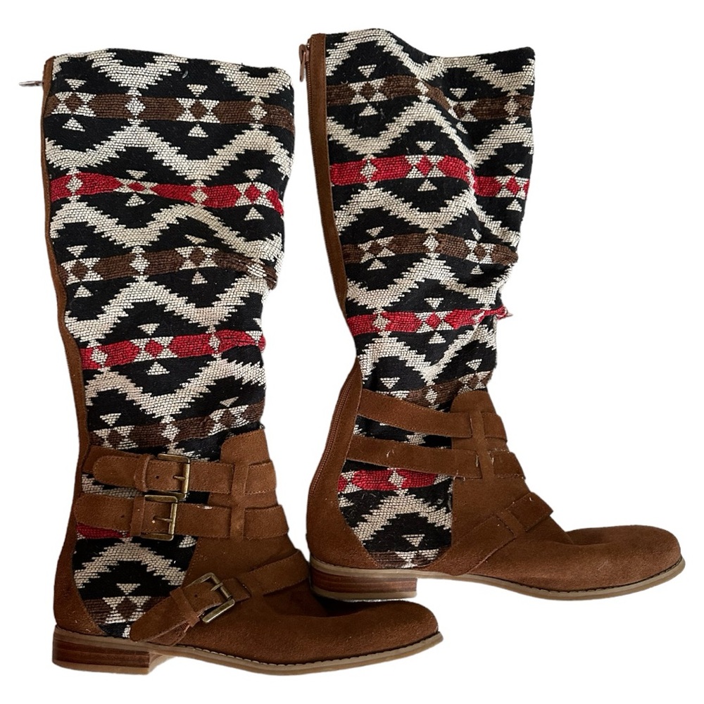 Plume Farylrobin Southwestern Style Boots wide calf ~ Size 9
